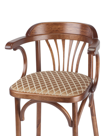 Деревянный стул Венский средний тон с мягким сиденьем из ткани 2 caramel с дугами назад