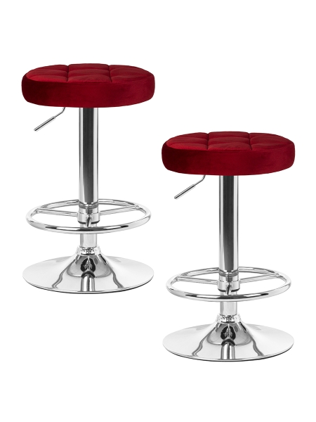 Набор 2 шт Табурет барный BRUNO, бордовый велюр (MJ9-43)