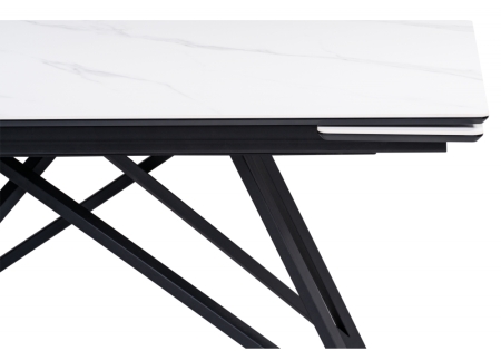 Керамический стол Вилсон 160(220)х89х75 белый мрамор snow white, черный