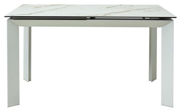 Стол CREMONA 180 KL-188 Контрастный мрамор матовый, итальянская керамика/ белый каркас М-City