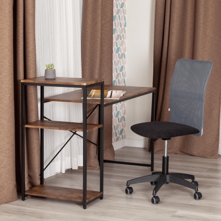 Кресло START флок и ткань, черный и серый