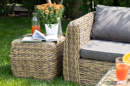 "Кальяри" кофейный столик из искусственного ротанга (гиацинт), соломенный