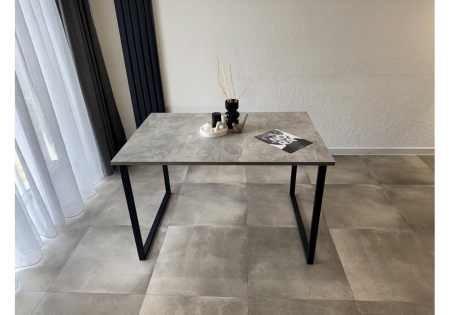 Стол деревянный Лиман 117 (157) x 77 бетон светлый, черный матовый