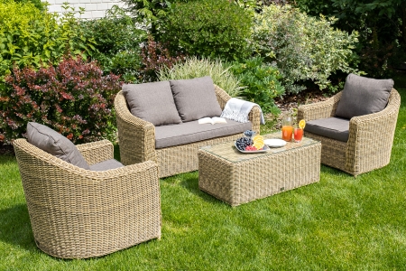 "Кон Панна" лаунж-зона из искусственного ротанга, цвет соломенный