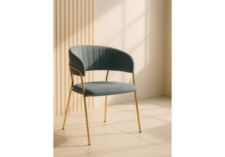 Стул на металлокаркасе Kamelia серый, золотой