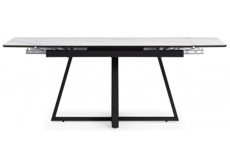 Керамический стол Памелла 140(200)х80 белый мрамор, черный