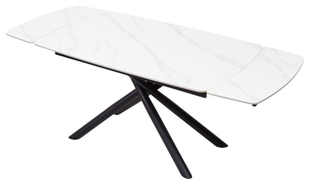 Стол RIVOLI 140 MATT WHITE MARBLE SINTERED STONE, BLACK
