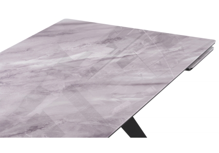 Стол стеклянный Дарвин 140(200)х80 серый мрамор, черный