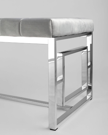 Банкетка-скамейка БРУКЛИН велюр серый сталь серебро Банкетка-скамейка БРУКЛИН велюр серый сталь серебро