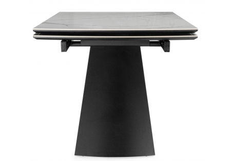 Керамический стол Симмонс 180(260)x90 statuario titan gloss, черный, орех дуб монтана