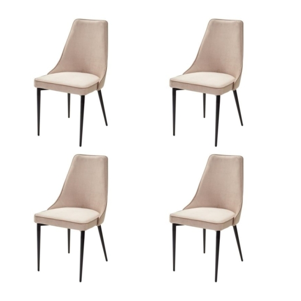 Стул NEPAL-P бежевый #5 велюр, черный каркас