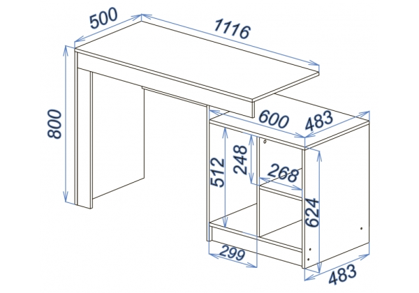 Компьютерный стол Модена белый, графит