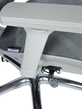 Кресло офисное Kron серый, сетка и пластик и металл, мягкое сиденье, с подлокотниками