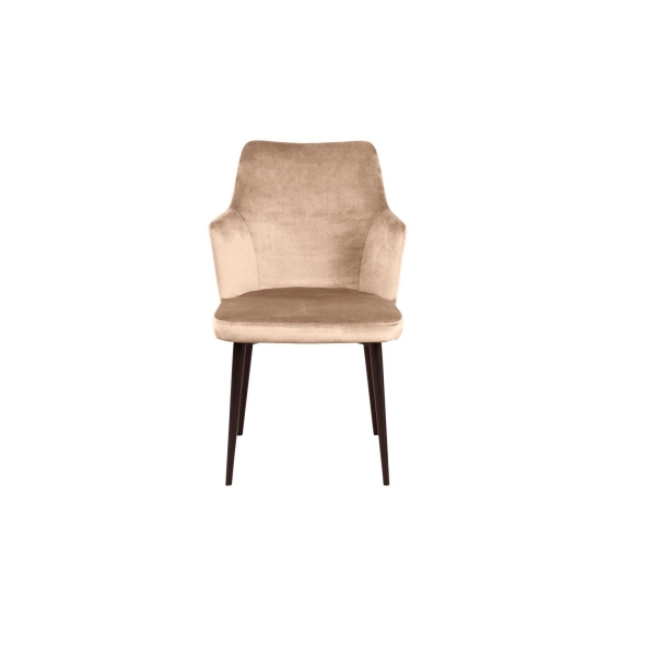 Стул с подлокотниками Hunt, бархат бежевый, черный конус