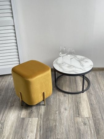 Пуф для гостиной ARES BLUVEL-68 желтый, золотой фото в интернет-магазине Stoolmarket