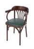 Деревянный стул Венский темный тон с мягким сиденьем из зеленой экокожи Деревянный стул Венский темный тон с мягким сиденьем из зеленой экокожи