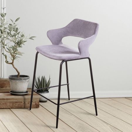 Стул полубарный Woddy бархат серый