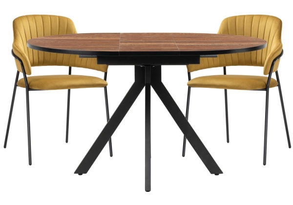 Обеденная группа Ирта дерево, желтый, черный глянец