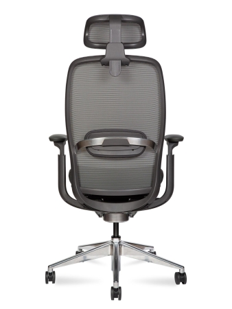 Кресло офисное Tesla серый, ткань и металл, мягкое сиденье, с подлокотниками