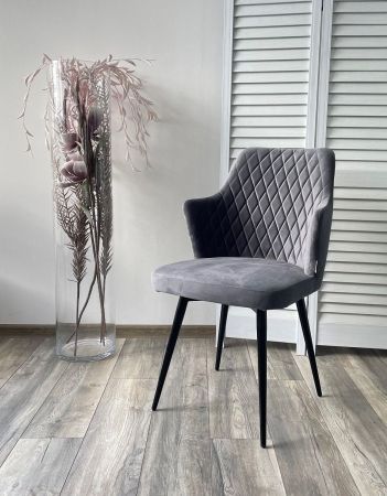 Стул HERMAN 360 градусов, серый #27 велюр, черный каркас