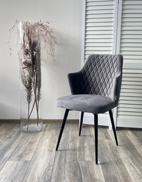 Стул HERMAN 360 градусов, серый #27 велюр, черный каркас