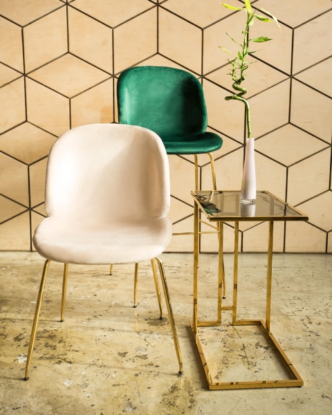 Журнальный столик 50*32 БОСТОН стекло дым сталь золото