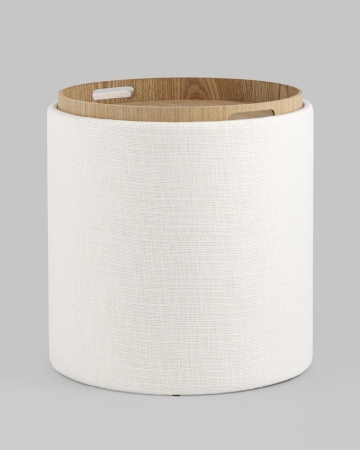 Пуф-столик с ящиком Хюгге S рогожка белый