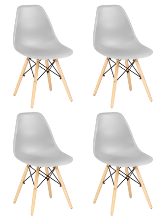 Набор 4 шт Стул обеденный DSW, ножки светлый бук светло-серый (GR-01)