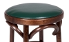 Деревянный табурет Венский темный тон с мягким сиденьем из зеленой экокожи