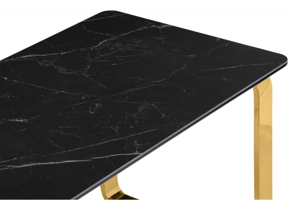 Керамический стол Селена 4 180х90 черный мрамор, золото