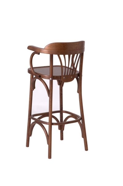 Барный деревянный стул Венский 750 средний тон с твердым сиденьем