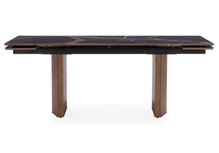 Стеклянный стол Монерон 200(260)х100х77 мейджик, орех кантри