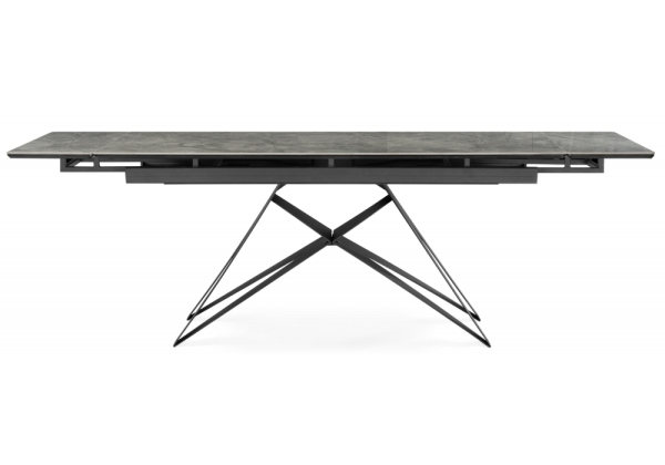 Керамический стол Блэкберн 160(220)х89 серый мрамор baolai, черный