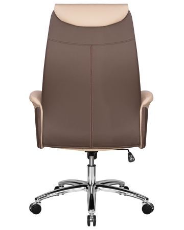 Офисное кресло LEONARD бежевый и коричневый, экокожа и металл, мягкое сиденье, с подлокотниками