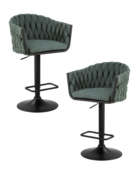 Набор 2 шт Стул барный LEON, зеленая ткань (LAR 275-23)