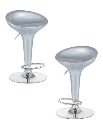 Набор 2 шт Стул барный BOMBA, серебряный металлик