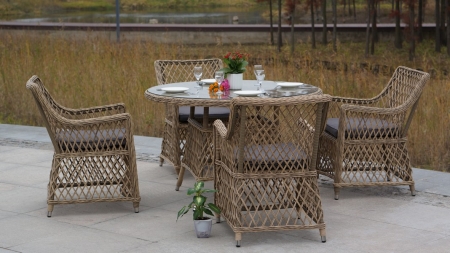 "Эспрессо" плетеный круглый стол, диаметр 118 см, цвет соломенный