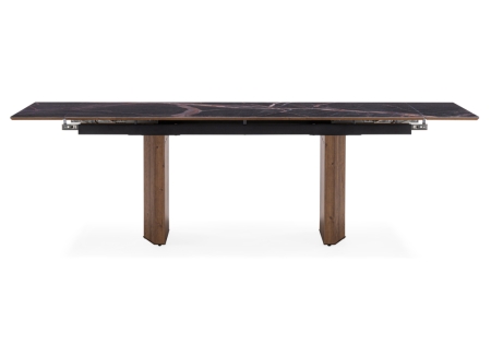 Стеклянный стол Монерон 200(260)х100х77 мейджик, орех кантри