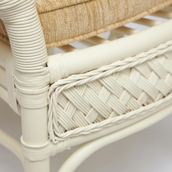 Комплект обеденный "ANDREA GRAND" (стол со стеклом + 6 кресел + подушки) белый, ткань рубчик, кремовый Комплект обеденный "ANDREA GRAND" (стол со стеклом + 6 кресел + подушки) белый, ткань рубчик, кремовый