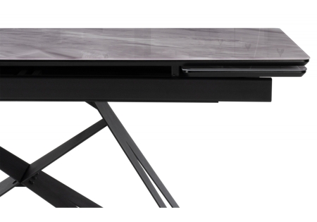 Стол стеклянный Блэкберн 140(200)х80 кристл серый мрамор, черный