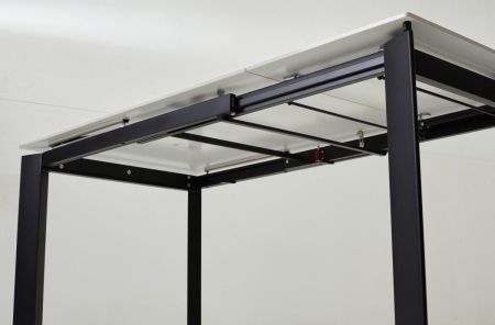 Стол CORNER 120 GLOSS STATUARIO WHITE SINTERED STONE, BLACK