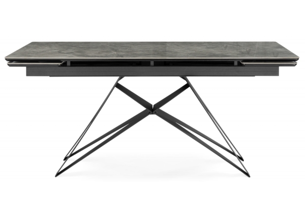 Керамический стол Блэкберн 160(220)х89 серый мрамор baolai, черный