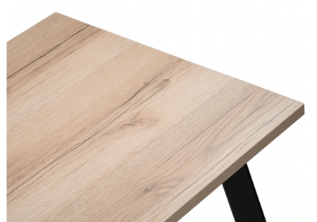 Стол деревянный Тринити Лофт 120х80х75 25 мм дуб делано светлый, черный матовый