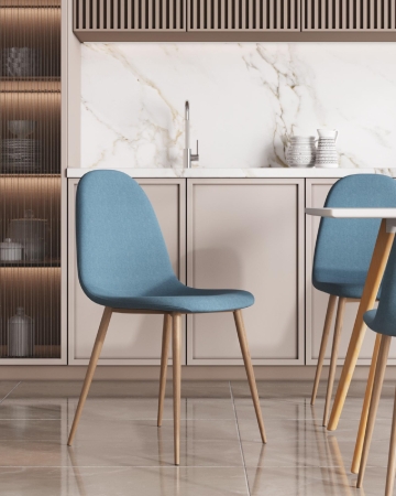 Стул Валенсия SN голубой с ножками под дерево