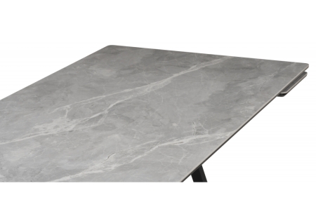 Керамический стол Вилсон 160(220)х89 серый мрамор, черный