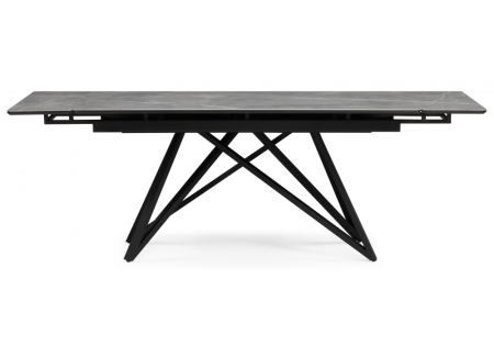 Керамический стол Вилсон 140(200)х80 серый мрамор larka grey, черный