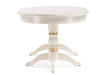 Стол деревянный Дейвер 160(220)х100 слоновая кость, золото