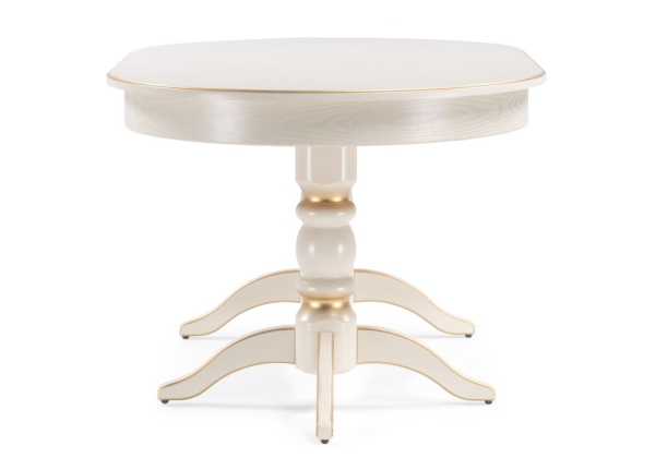 Стол деревянный Дейвер 160(220)х100 слоновая кость, золото