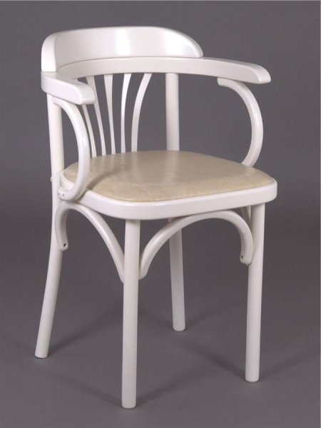 Деревянный стул Венский слоновая кость с мягким сиденьем из экокожи