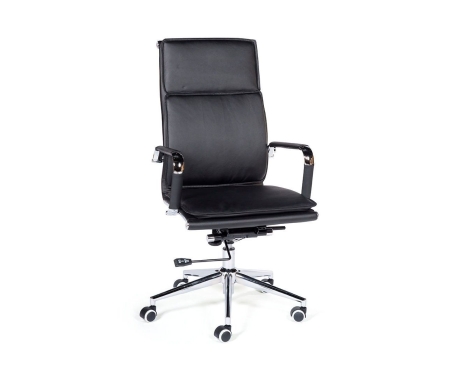 Кресло офисное Харман (black) хром черная экокожа